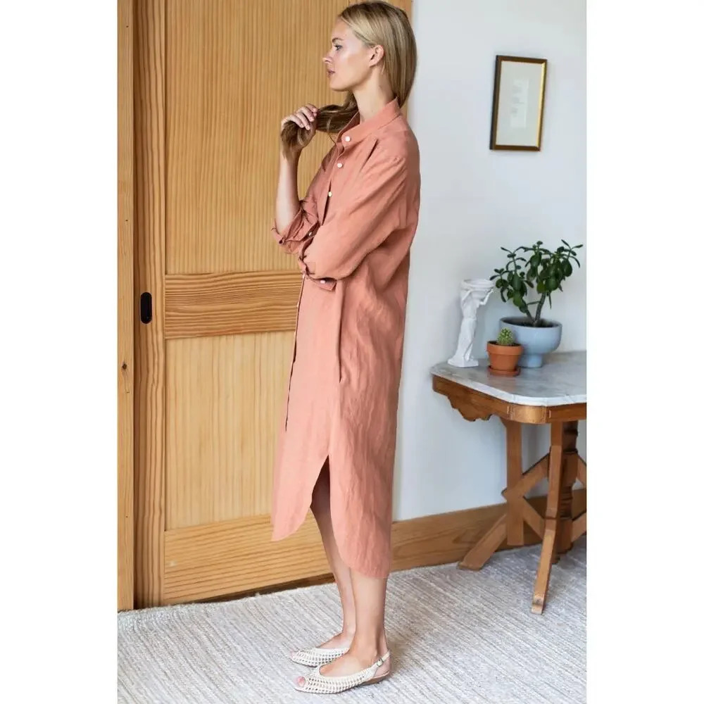 Emerson Fry Dusty Rose Button-Front Mini Shirt Dress
